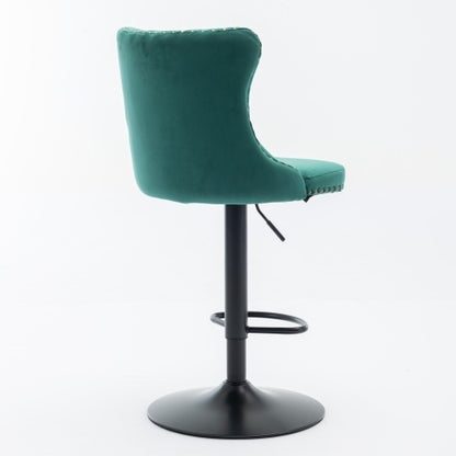 US Local Swivel Velvet Barstools Adjusatble Seat Height From 25-33 Inch Green,Set Of 2