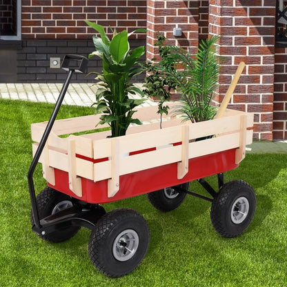 US Local Iron Wood Garden Cart With Four Wheels