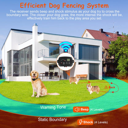 US Local 1Set Dog Fence System Pet Containment System With One Hundred Adjustable Levels IPX7 Waterproof Rechargeable Receiver Underground Fence For Small Medium Large Dog