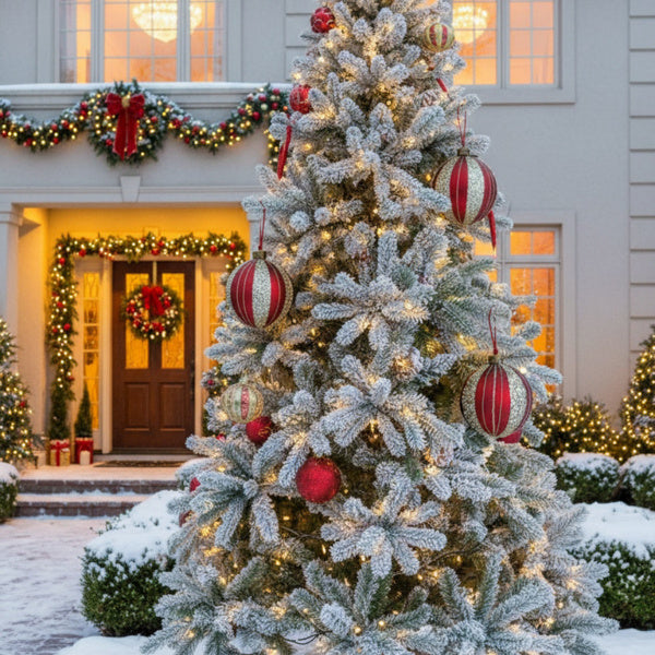 US Local 4 PCS Set  Christmas Glass Ball Ornaments Holiday Tree Hanging Decorations Party Decor Supplies FBA Shipment