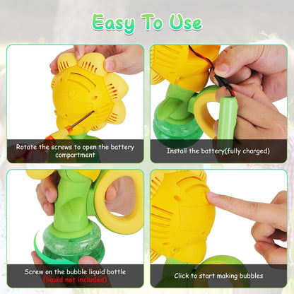 US Local 2Pcs Bubble Machines With Lights For Kids Rechargeable Dancing Sunflower Bubble Maker For 4-8Years Old Toddlers Outdoor Summer Play Toy Party Birthday Gift