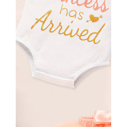 US Local 3PCS Newborn Baby Girl Outfits Infant Letter Print Romper & Tutu Skirt & Headband Coming Home Clothes Set