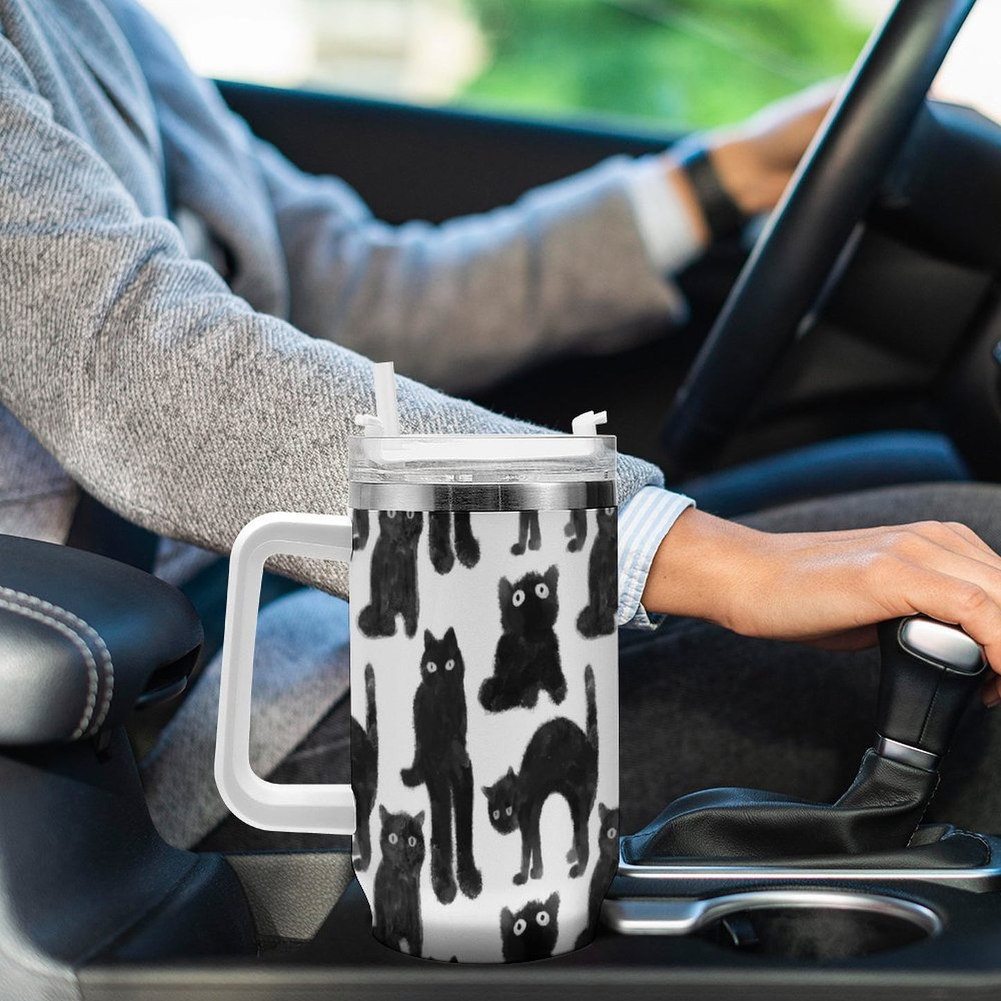 PHDT00228 POD US Local Tumbler 40 oz Large Capacity Car Cup Black Cat