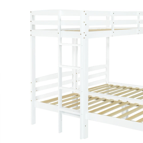 UK Local Bunk Bed Triple Sleeper With Side Ladder For Children And Teens 3FT, White 90x190cm,90x200cm  Mattress Not Included