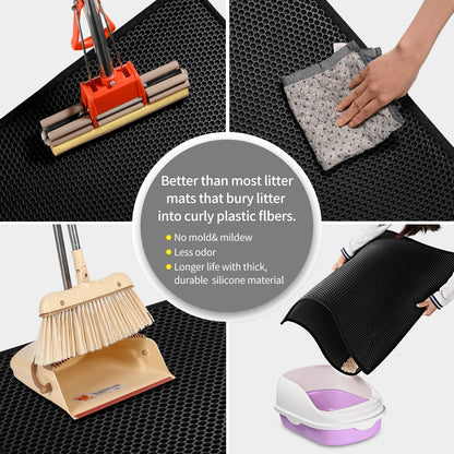 US Local Kitty Cat Litter Mat Trapping Honeycomb Double Layer Design Waterproof Double Layer EVA Cat Litter Pad Waterproof Non-slip Sand Basin Filter Kitten Dog Washable Mattress