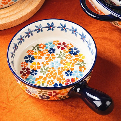 Ceramic Bowl With Special Handle For Oven And Microwave Oven