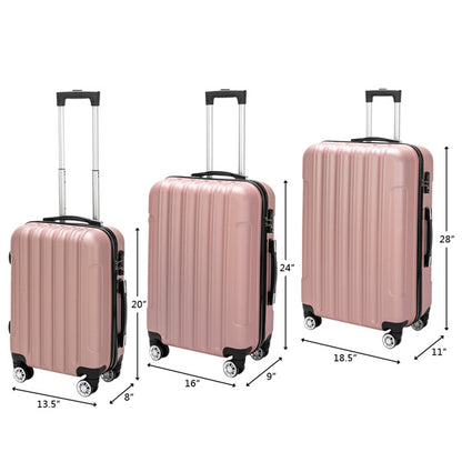 US Local Vertical 3-in-1 Spinner Wheel With Handle Trolley Box 20in 24in 28in ABS Aluminum Alloy Trolley Fashion Color - Rose Gold