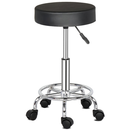 US Local Semi-PU Leather SGS Certified Air Bar Shaped Cotton 8cm Thickness Nylon Wheel 150kg Black Technician Stool Round Cushion