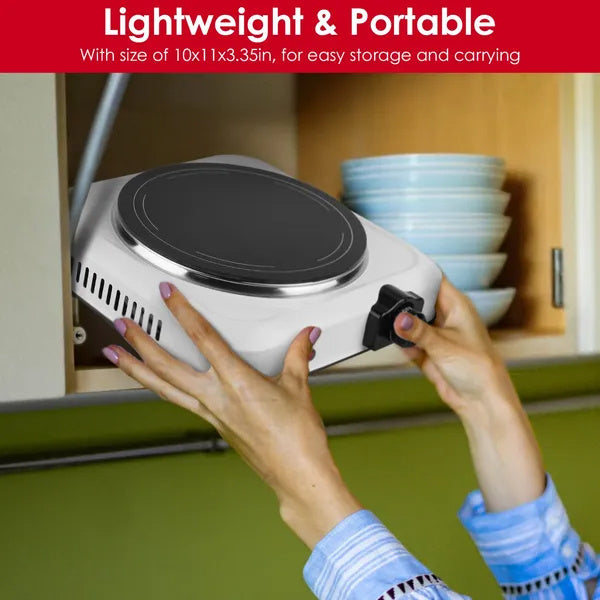 US Local 1200W Electric Infrared Single Burner Portable Heating Hot Plate Stove Countertop RV Hotplate With 7.5' Glass Cooktop Stepless Temperature Adjustments For Home RV Camp