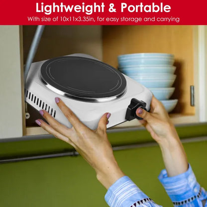 US Local 1200W Electric Infrared Single Burner Portable Heating Hot Plate Stove Countertop RV Hotplate With 7.5' Glass Cooktop Stepless Temperature Adjustments For Home RV Camp