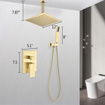 US Local Ceiling Mounted Shower System Combination Set, With Handheld And Shower Head