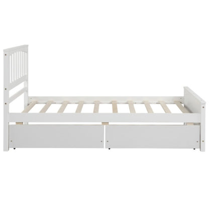 US Local Twin Size Platform Bed With Two Drawers, White
