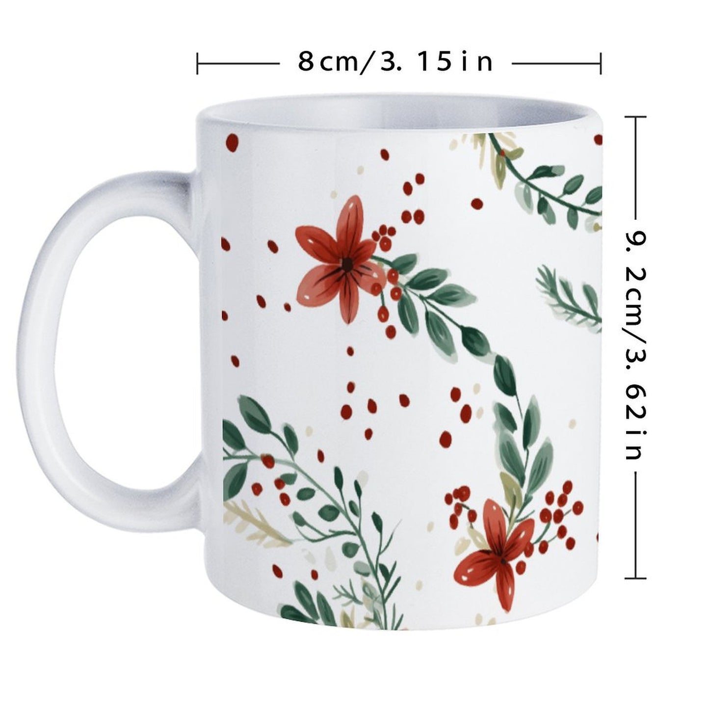 POD US Local White mug with full print, Christmas, Wreaths 0092