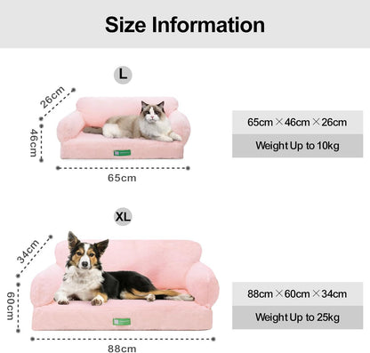 MEWOOFUN Fluffy Cat Sofa Bed - Large 65x46cm Anti-Collapse Cloud Design With Anti-Slip Bottom, Winter Warm Pet Couch For Cats Pink