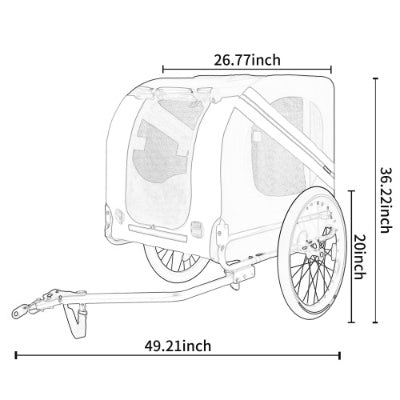 US Local Large Folding Bike Trailer For Dogs 120LB Capacity All-Terrain Pet Carrier, Durable Steel Frame For Cycling, Jogging, Camping Outdoor Adventures