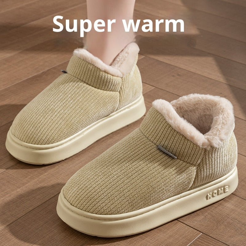 Ankle Wrap Cotton Slippers Women's Indoor Plush Thermal Non-slip Cotton-padded Shoes