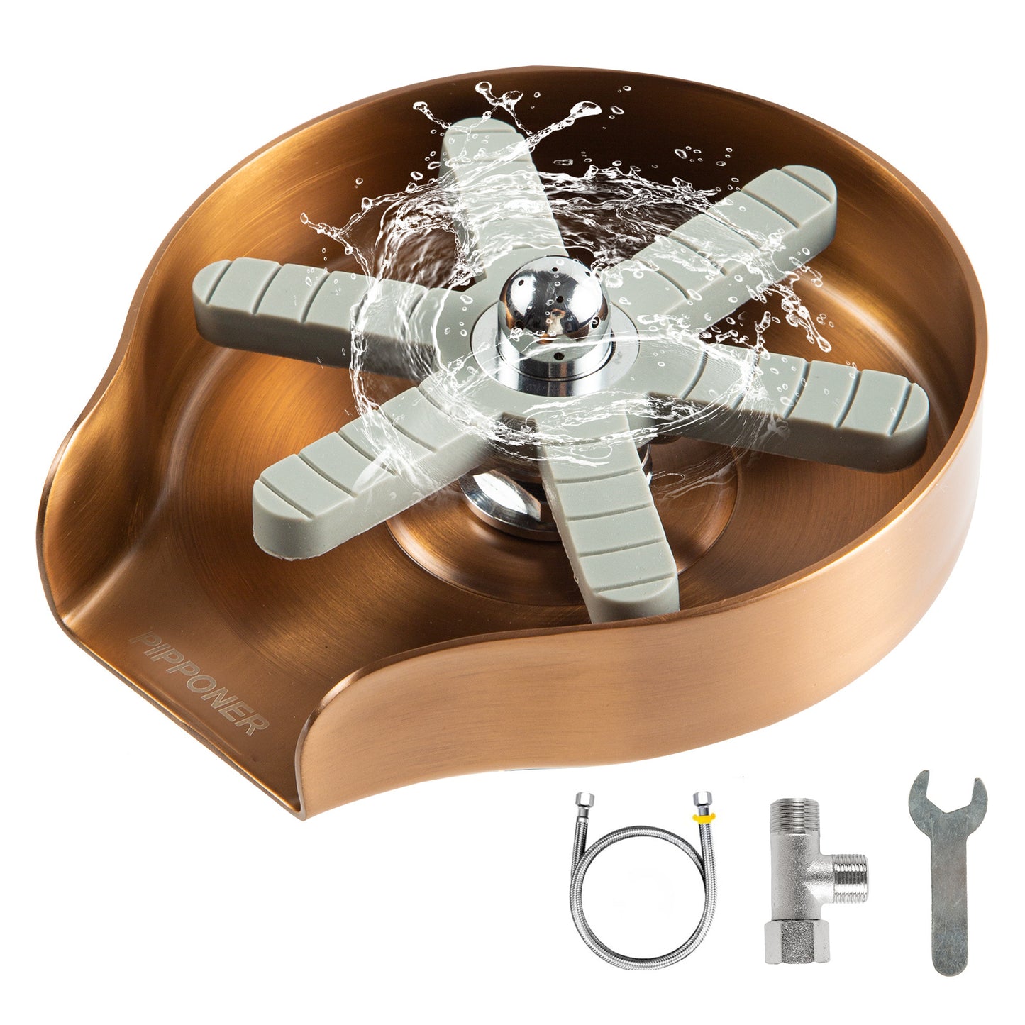 US Local PIPPONER Glass Rinser For Kitchen Sink, Upgrade 360 Rotating High Pressure Jet Glass Rinser, 5-inch Stainless Steel Cup Washer, Cup Rinser Sink Attachment For Home And Commercial