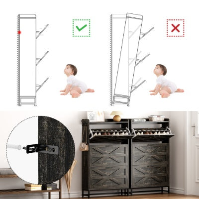 US Local Shoe Cabinet, Entry Home Shoe Cabinet, Entrance Balcony Storage Cabinet, Large Capacity Shoe Rack, Grey