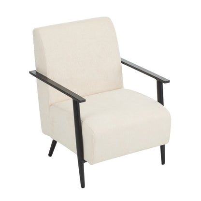 US Local 26.38 Modern Beige Lounge Chair With Polyester Upholstery And Sturdy Metal Frame, Ideal For Living Room, Bedroom, Or Office