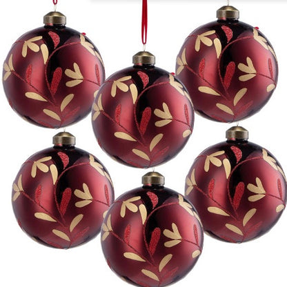 US Local D3.9 Christmas Ball Ornaments, Glass Decorative Hanging Ball Christmas Tree Ornaments For Holiday Party Decorations, Set Of 6