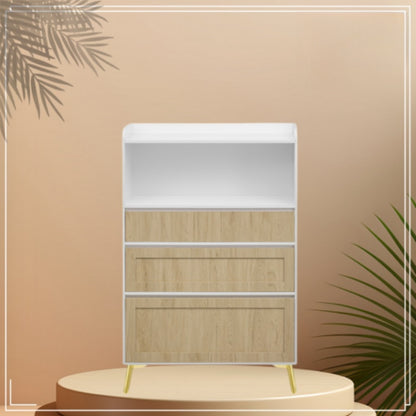 US Local Modern Design White Solid Wood Frame Three Drawer Storage Cabinet