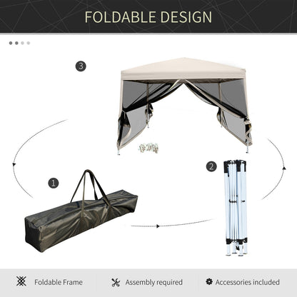 US Local 210D Oxford 10' X 10' Pop Up Canopy Tent With Netting, Instant Screen Room House, Tents For Parties,