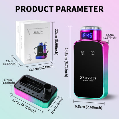 US Local Professional Electric Nail Drill, 45000 RPM Cordless Rechargeable E-File Machine, With 12 Bits, Sanding Bands, LCD Display For Acrylic Gel Nails