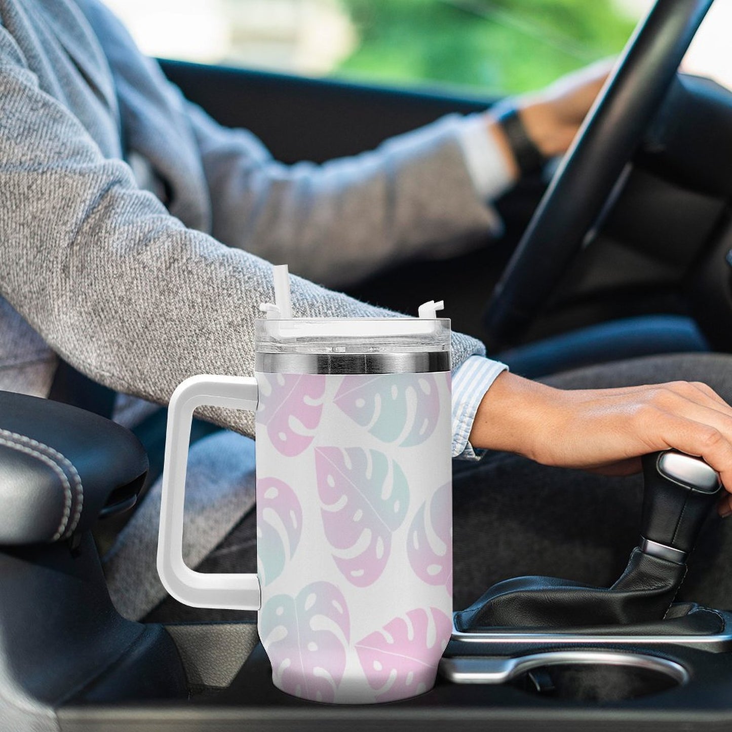 PHDT00069 POD US Local Tumbler 40 oz Large Capacity Car Cup Leaf, Gradient