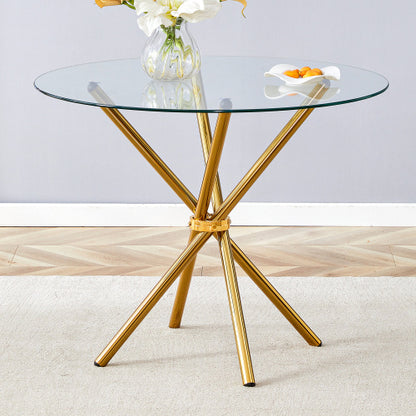 US Local Circular Transparent Glass Dining Table