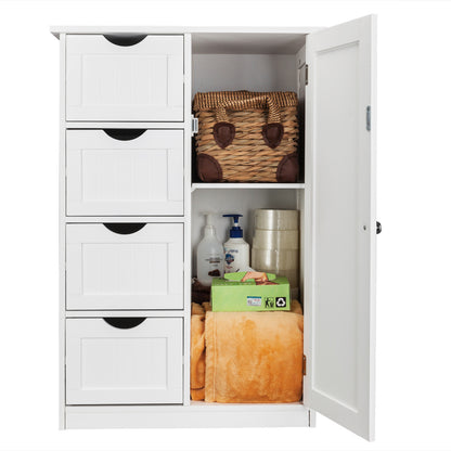 US Local Four Drawer Single Door Bathroom Storage Cabinet