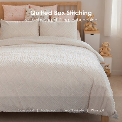 US Local Bohemian Style Quilt Cover Set, Cut Flower Quilt Cover, Tufted Quilt Cover Three-piece Set, One Quilt Cover And Two Pillowcases, Washable And Machine Washable Without Shrinkage, Suitable For Hotels