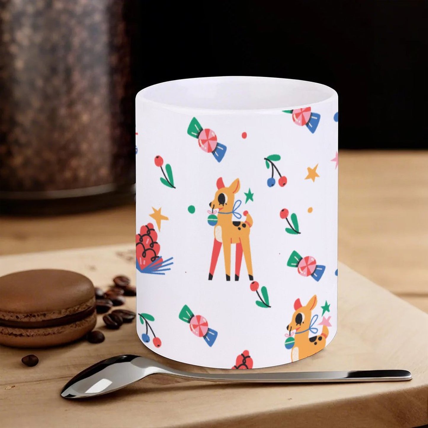 POD US Local White mug with full print, Christmas Deer 0014