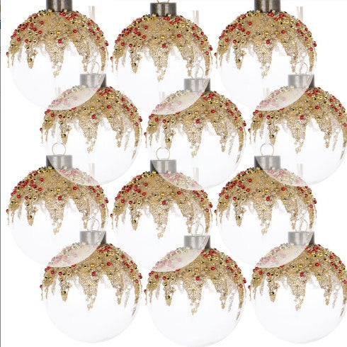 US Local D3 Christmas Ball Ornaments, Glass Decorative Hanging Ball Christmas Tree Ornaments For Holiday Party Decorations, Set Of 12