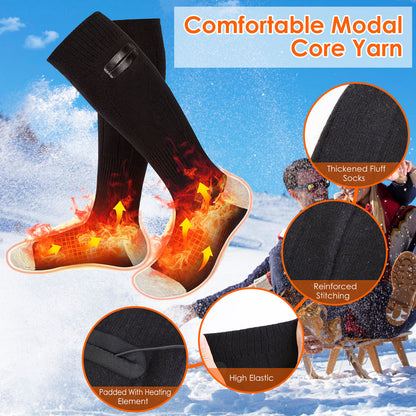 US Local 1 Pair  Electric Heated Socks For Men Women Battery Powered Heated Socks Rechargeable Feet Warmer With 4 Temperature Levels Indoor Outdoor Machine Washable
