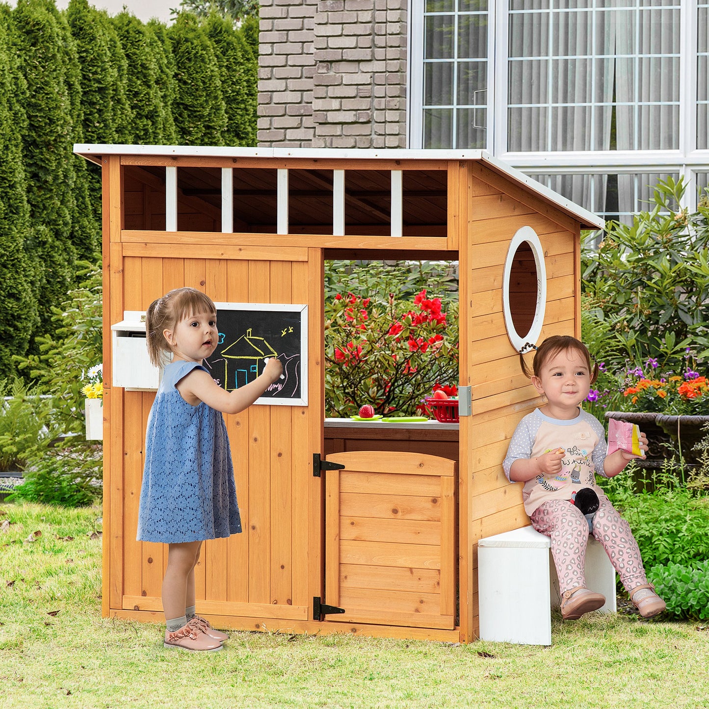 US Local Playhouse for Kids Outdoor with Working Door