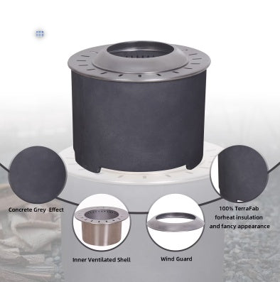 US Local 20.5 X 15 Dark GrayConcrete Texture Smokeless Fire Pit