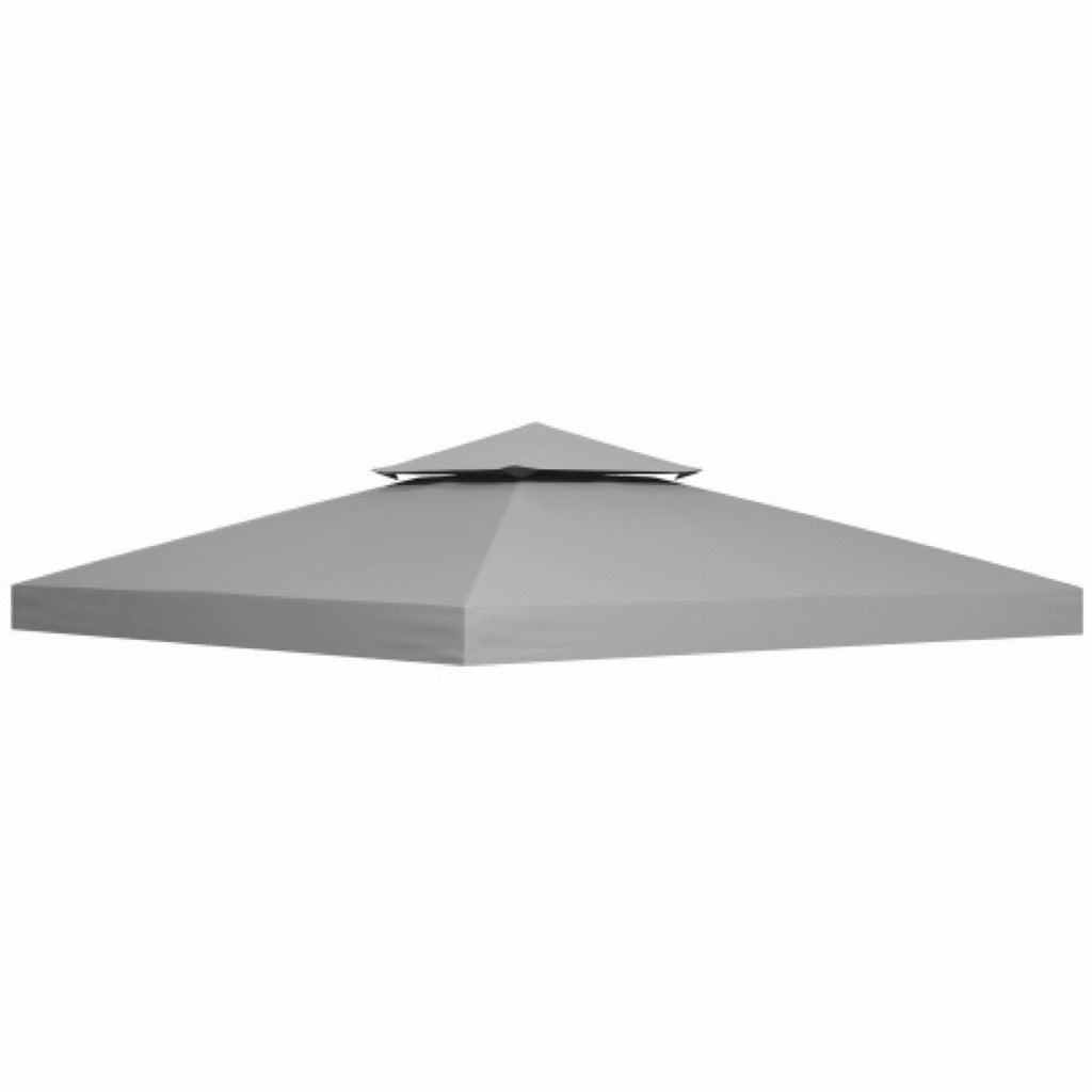 UK Local Outsunny  Gazebo Top Cover Double Tier Canopy Replacement Pavilion Roof Light Grey