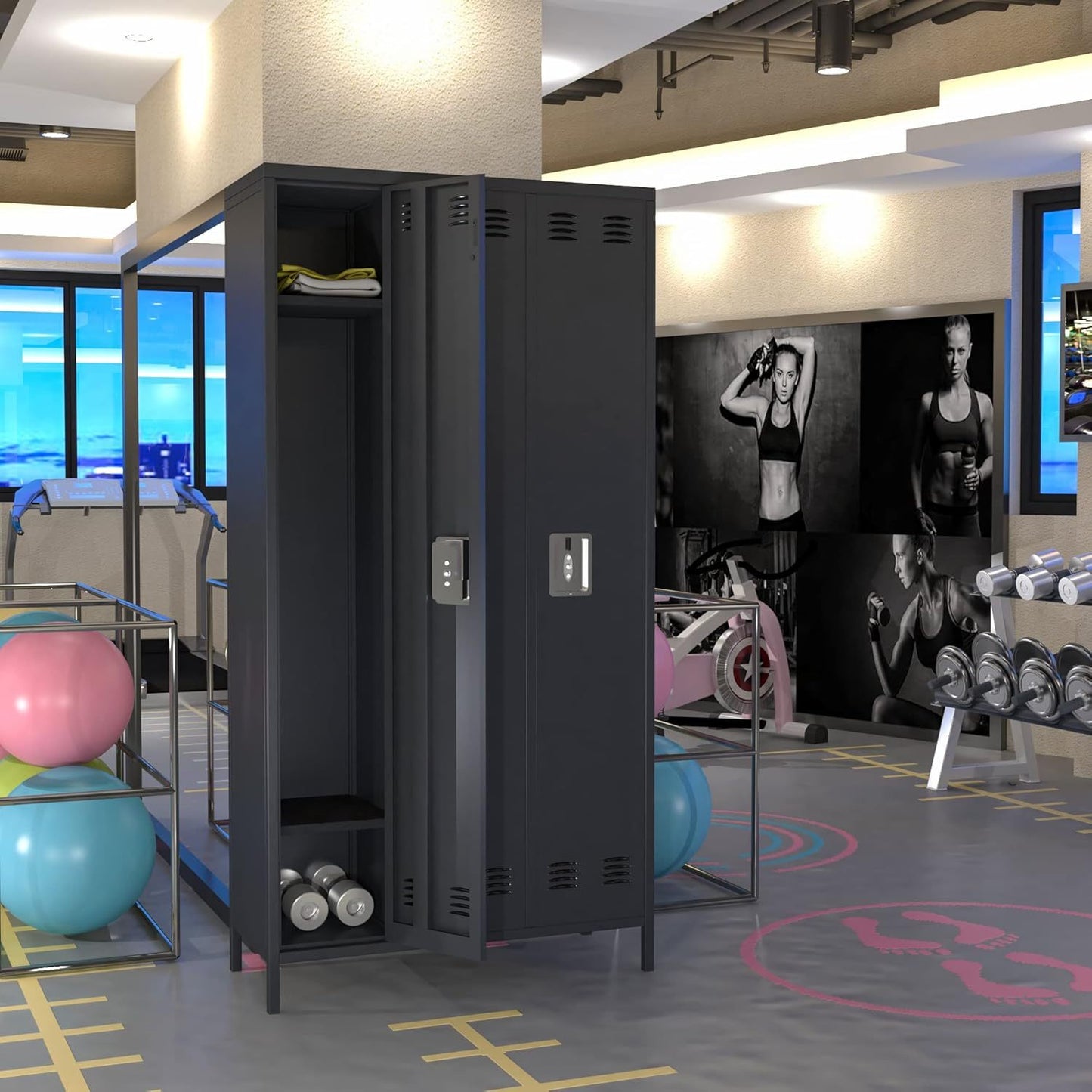 US Local 15 Doors Metal Lockers For Employees For Offices School Gyms Home,Assembly Required,Dark Gray