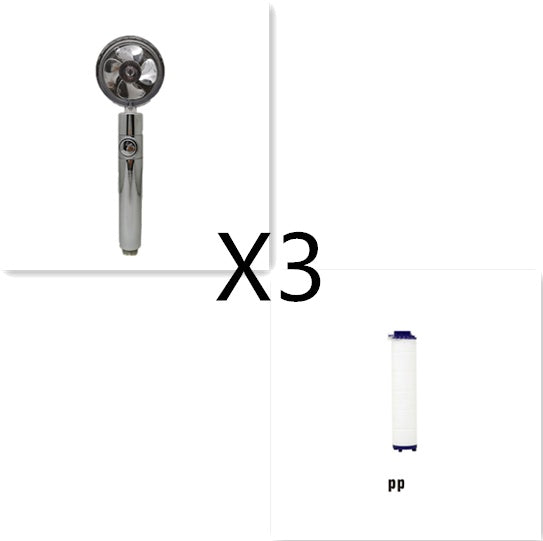 US Local Shower Head Water Saving Flow 360 Degrees Rotating With Small Fan ABS Rain High Pressure Spray Nozzle Bathroom Accessories