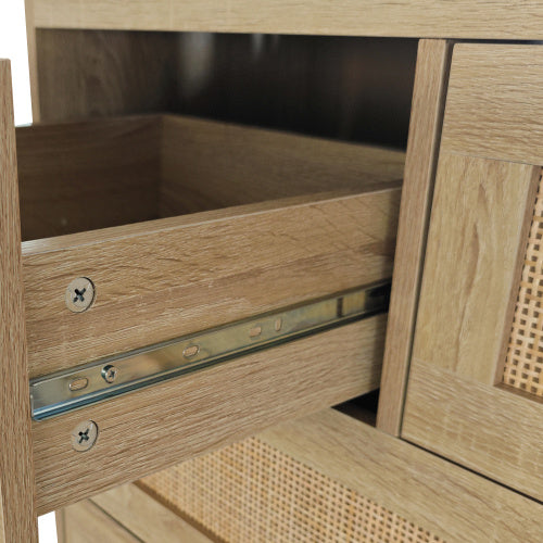 US Local 4 Drawer Rattan Cabinet, Suitable For Bedroom, Living Room, Dining Room, Hallway, Easy To Assemble