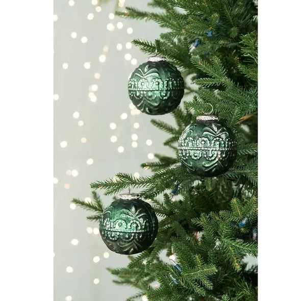 US Local D3.9 Christmas Ball Ornaments, Glass Decorative Hanging Ball Christmas Tree Ornaments For Holiday Party Decorations, Set Of 6