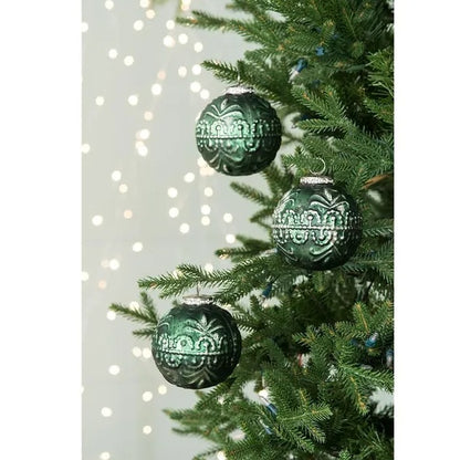 US Local D3.9 Christmas Ball Ornaments, Glass Decorative Hanging Ball Christmas Tree Ornaments For Holiday Party Decorations, Set Of 6