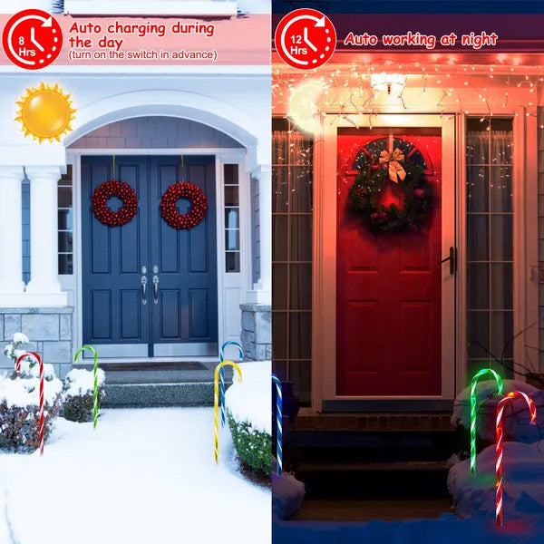 US Local Solar Christmas Candy Cane Light IP55 Waterproof Stake Light