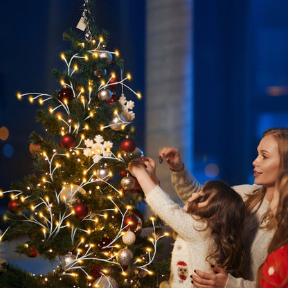 US Local 1Pc 7.87FT Lighted Birch Garland Lighted Twig Vine Lights 144LED Birch Garland With Lights String Light With Timer 8 Modes IP45 Waterproof For Christmas Fireplace Home Decoration