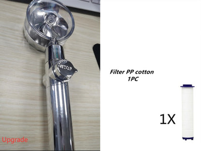 Turbo Propeller Shower Head Water Saving High Preassure Flow 360 Degrees With Fan Extension Showerhead Rainfall With Holder