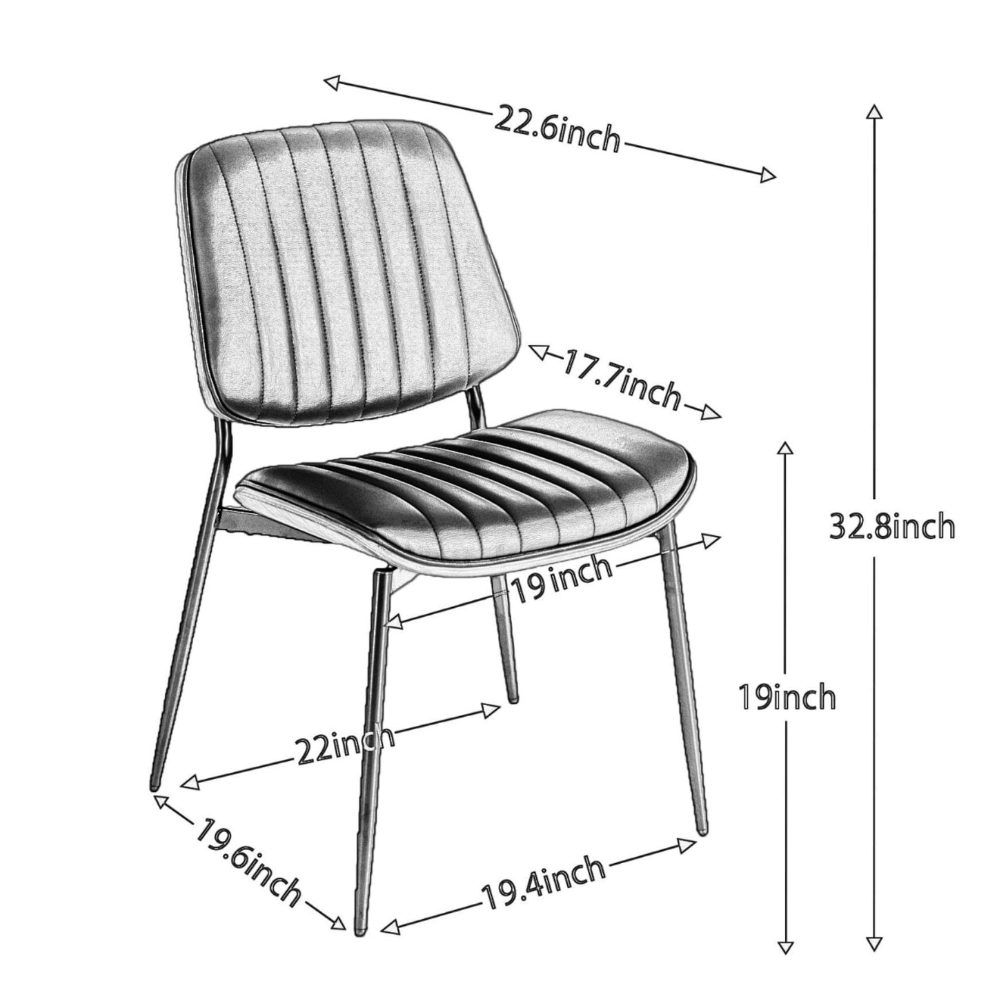 US Local A&A Furniture, Dining Chairs Set Of 2 Mid Century Modern Retro Faux Leather Chair With Walnut Bentwo