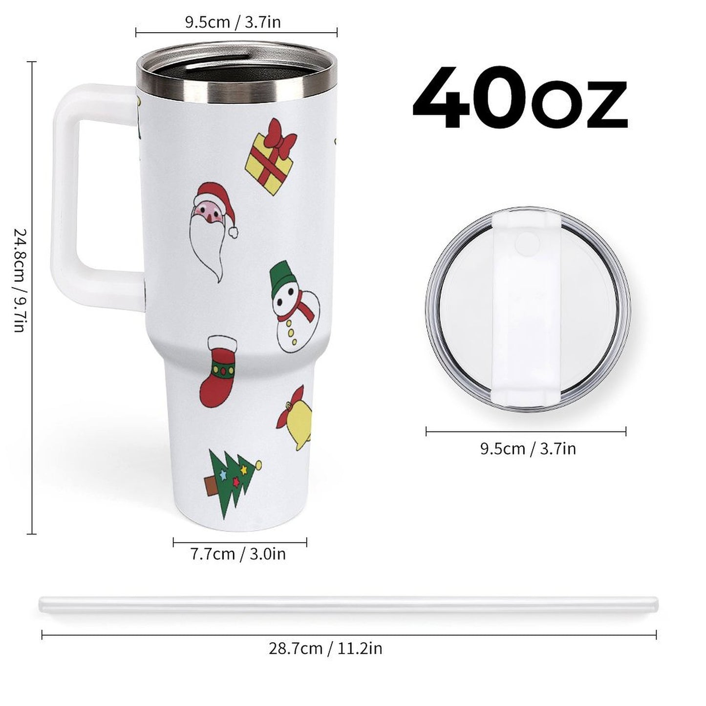 POD US Local 40oz Large Capacity Car Cup Christmas Santa Claus Presents Trees Snowman