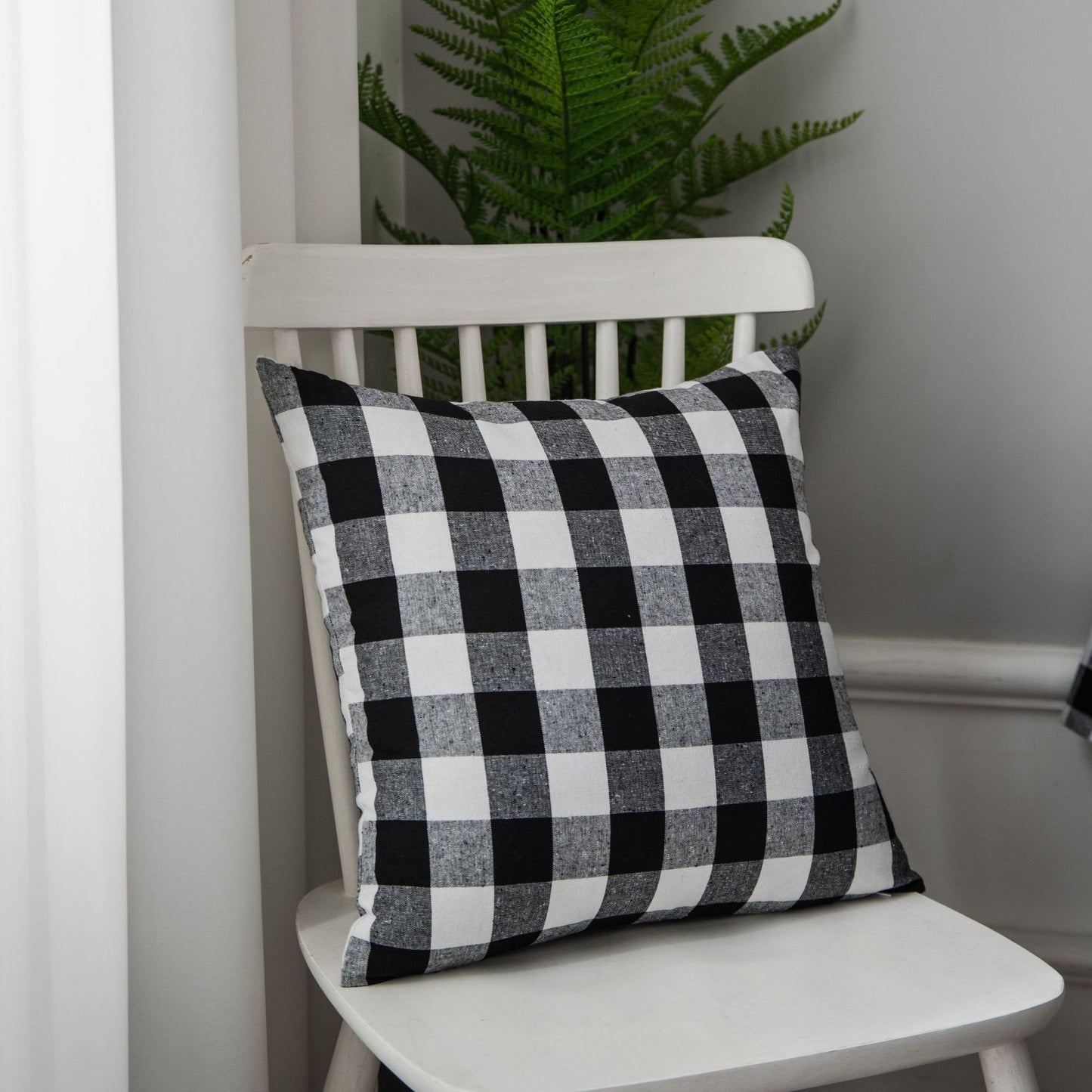 Woven Black And White Plaid Tablecloth Tablecloth