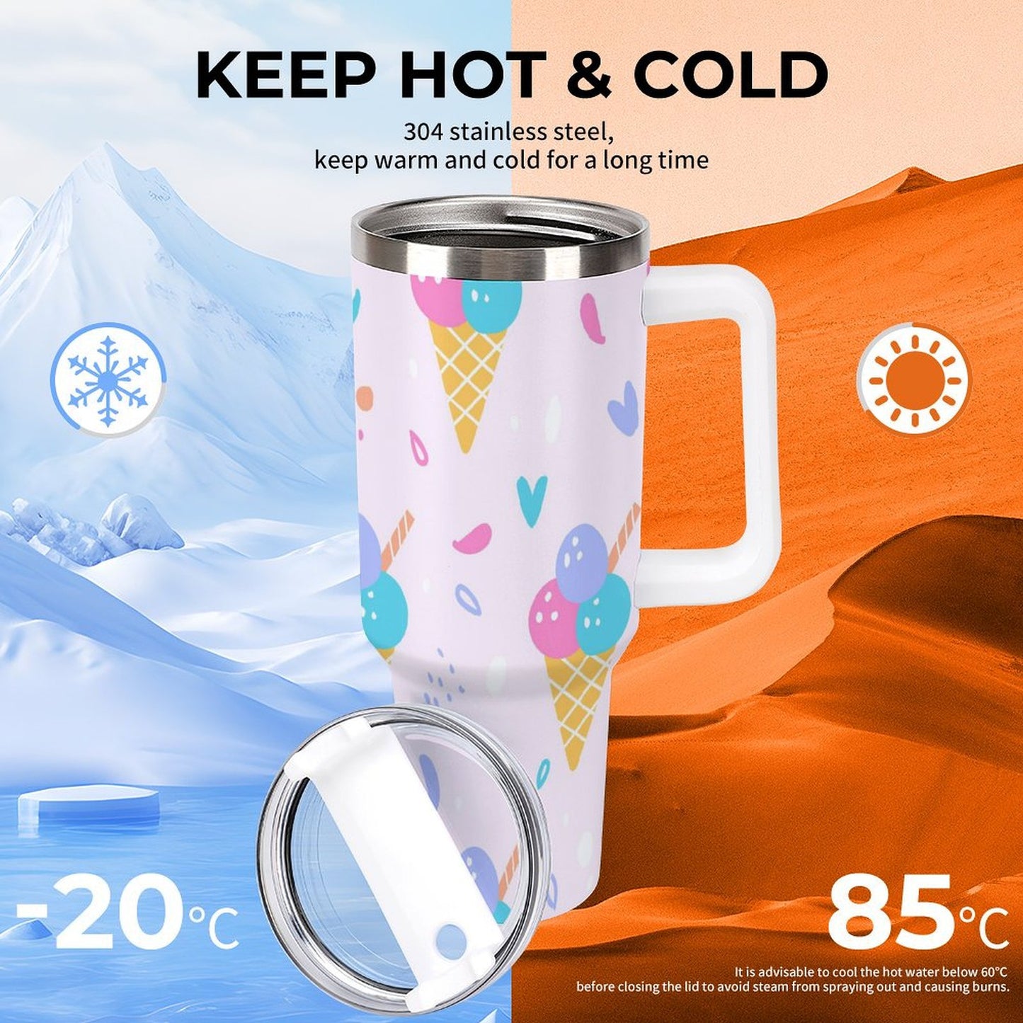 PHDT00433 POD US Local Tumbler 40 oz Large Capacity Car Cup Plaid, Cat