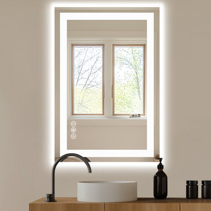 US Local Anti-fog LED Bathroom Mirror With Dual Light Source And Three Lighting Modes